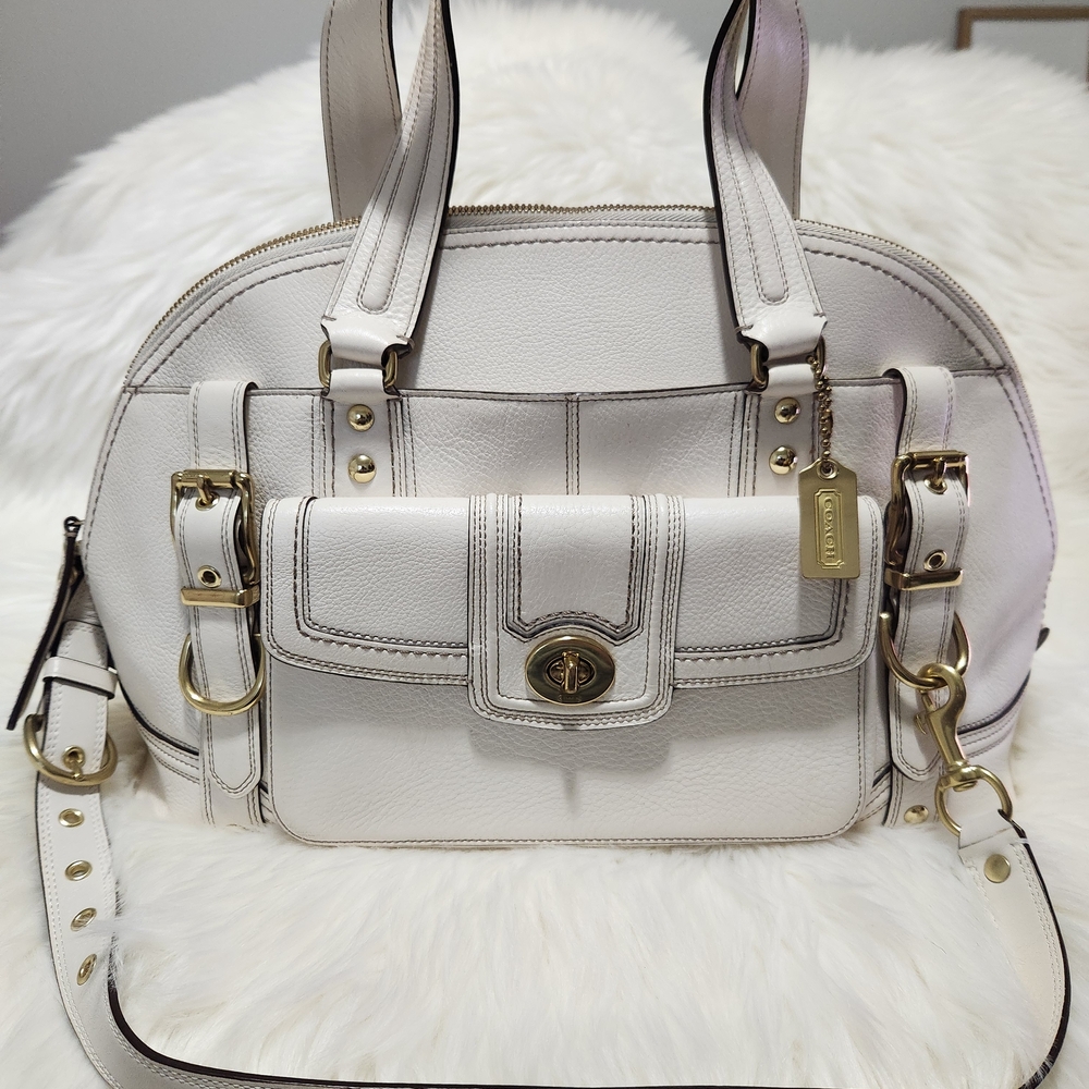 Coach Vintage Hampton Off-White Leather  Large Bag